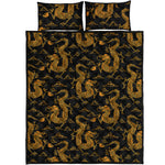 Eastern Dragon Pattern Print Quilt Bed Set