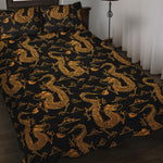 Eastern Dragon Pattern Print Quilt Bed Set