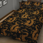 Eastern Dragon Pattern Print Quilt Bed Set