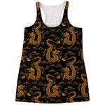 Eastern Dragon Pattern Print Women's Racerback Tank Top