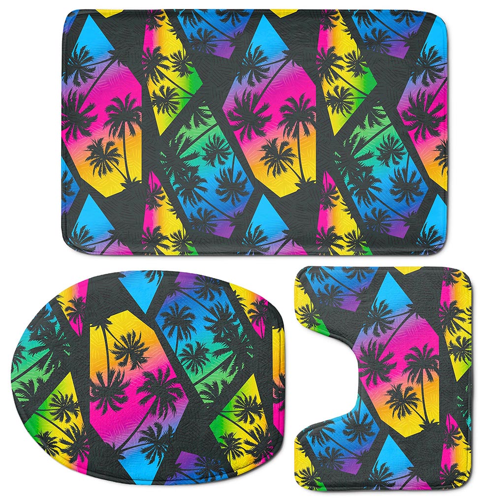 EDM Beach Palm Tree Pattern Print 3 Piece Bath Mat Set