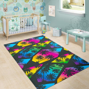 EDM Beach Palm Tree Pattern Print Area Rug GearFrost