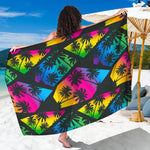 EDM Beach Palm Tree Pattern Print Beach Sarong Wrap