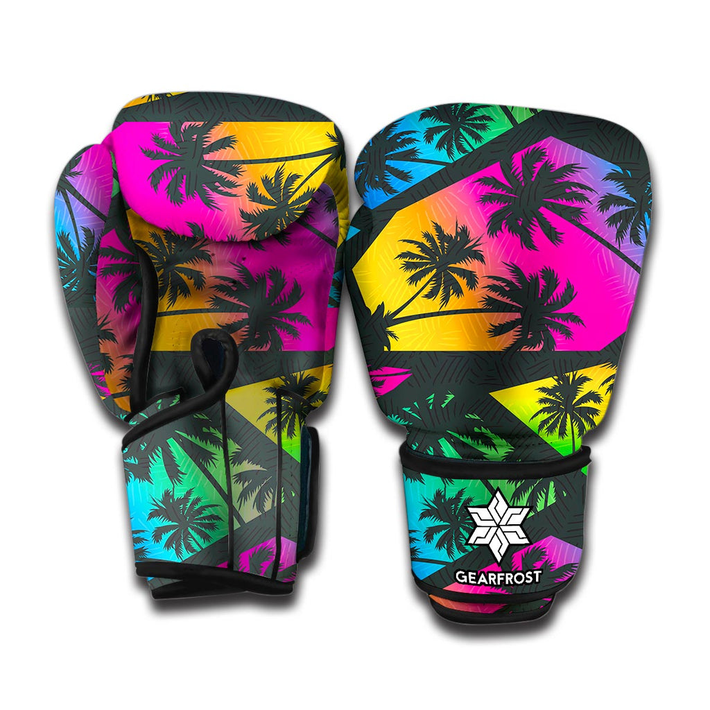 EDM Beach Palm Tree Pattern Print Boxing Gloves
