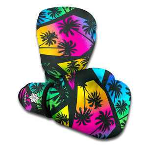 EDM Beach Palm Tree Pattern Print Boxing Gloves