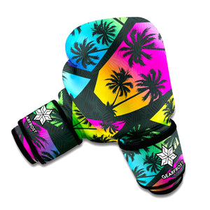 EDM Beach Palm Tree Pattern Print Boxing Gloves