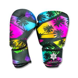 EDM Beach Palm Tree Pattern Print Boxing Gloves