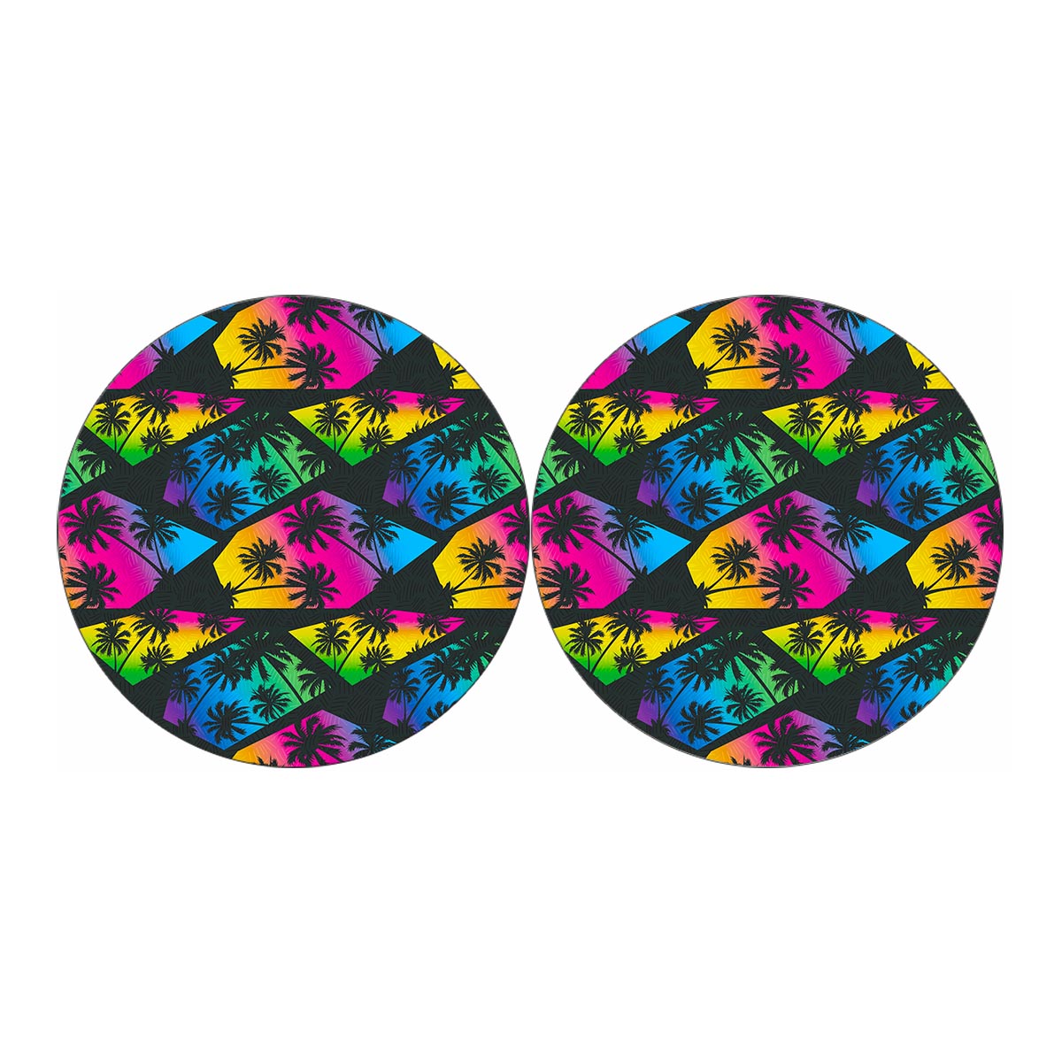 EDM Beach Palm Tree Pattern Print Car Coasters