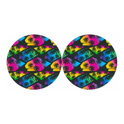 EDM Beach Palm Tree Pattern Print Car Coasters