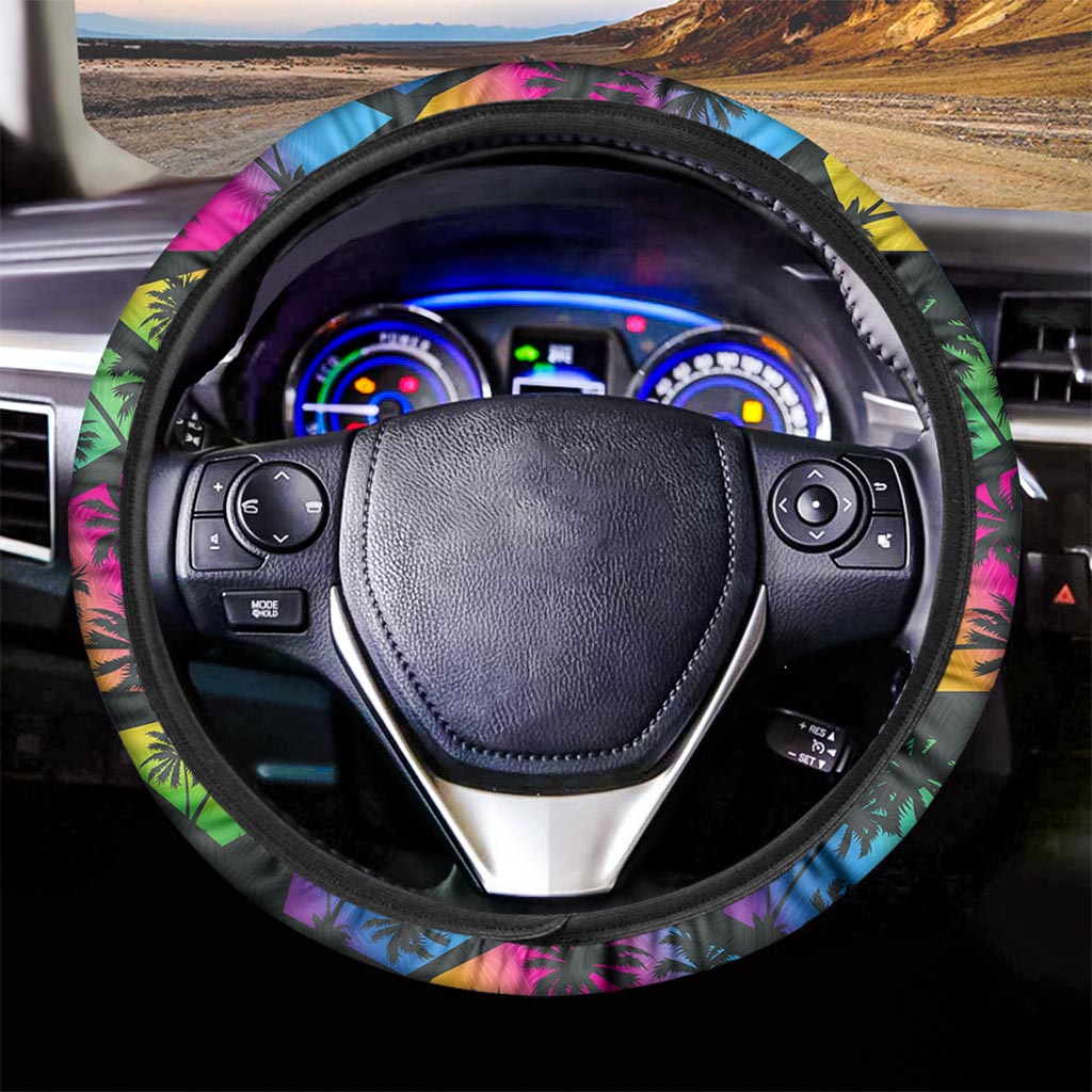 EDM Beach Palm Tree Pattern Print Car Steering Wheel Cover