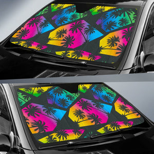 EDM Beach Palm Tree Pattern Print Car Sun Shade GearFrost