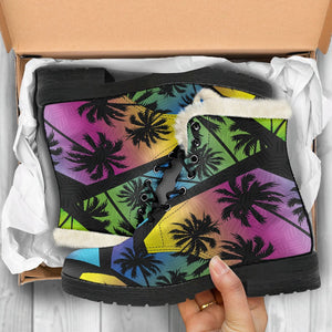 EDM Beach Palm Tree Pattern Print Comfy Boots GearFrost