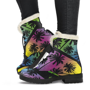 EDM Beach Palm Tree Pattern Print Comfy Boots GearFrost