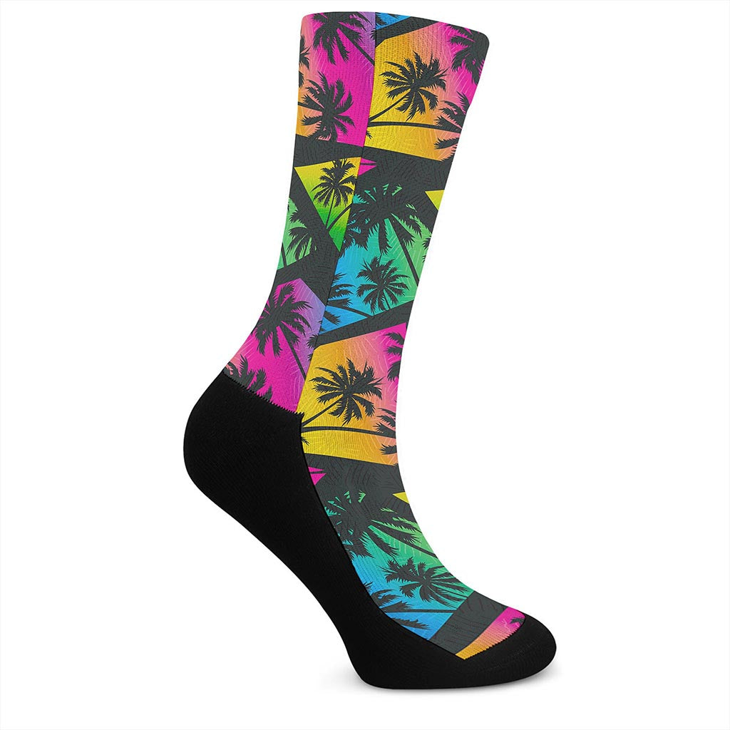 EDM Beach Palm Tree Pattern Print Crew Socks