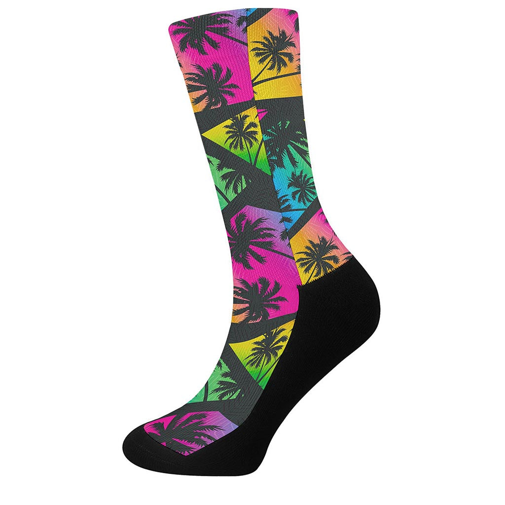 EDM Beach Palm Tree Pattern Print Crew Socks