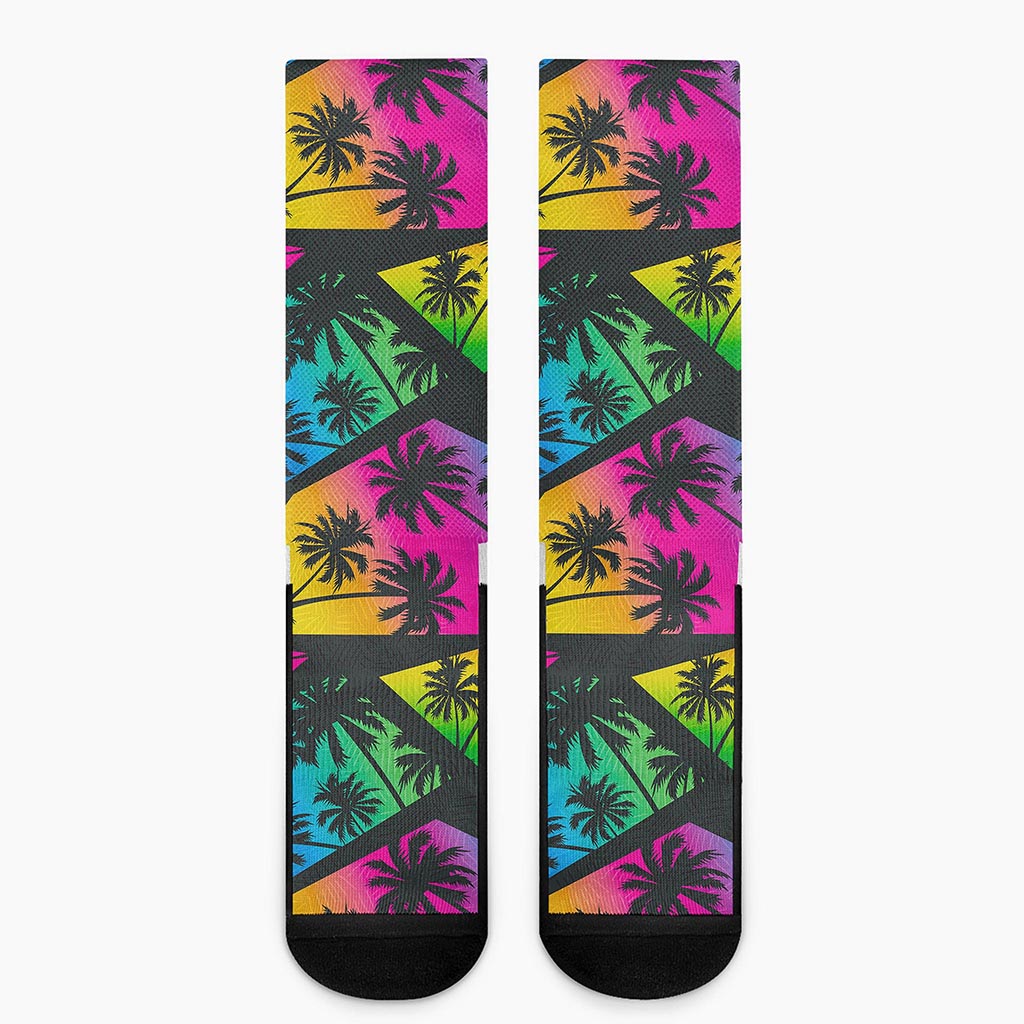 EDM Beach Palm Tree Pattern Print Crew Socks