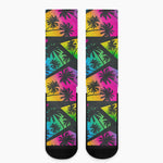 EDM Beach Palm Tree Pattern Print Crew Socks