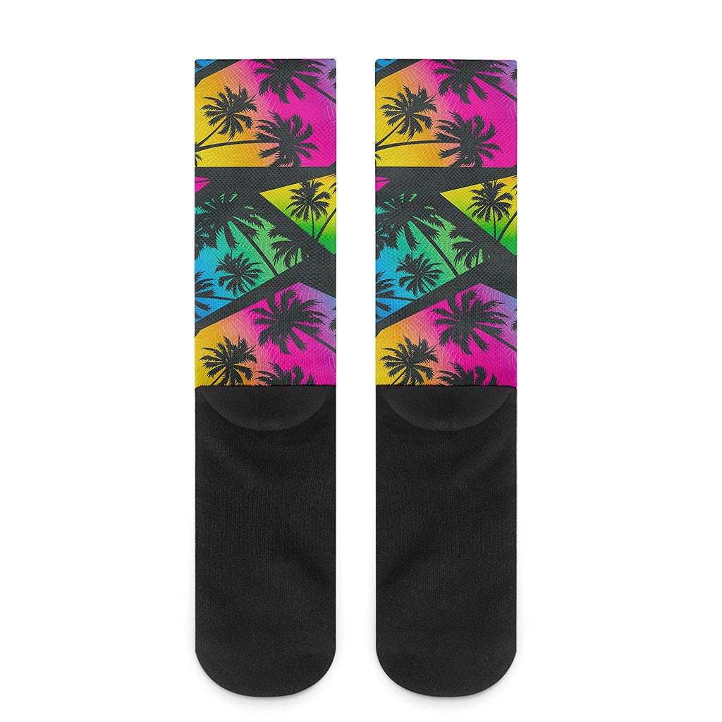 EDM Beach Palm Tree Pattern Print Crew Socks
