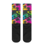 EDM Beach Palm Tree Pattern Print Crew Socks