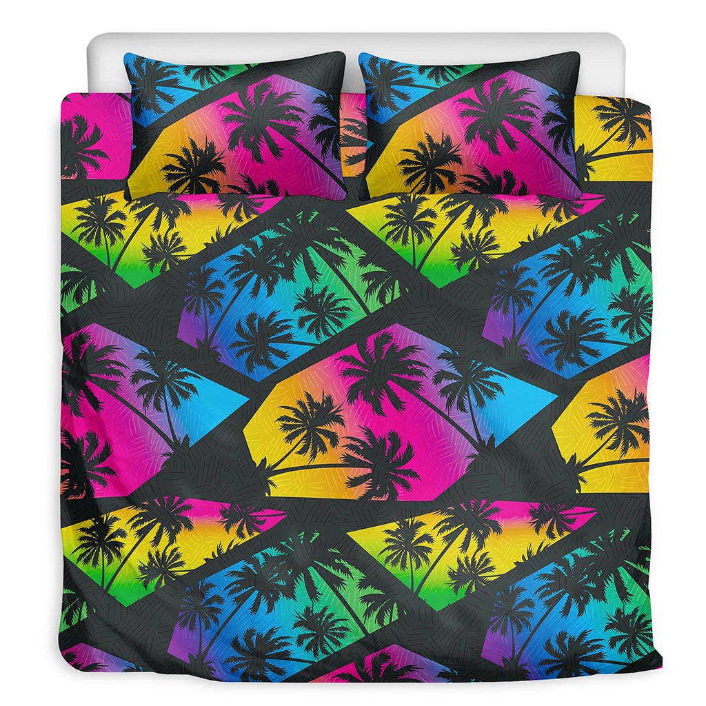 EDM Beach Palm Tree Pattern Print Duvet Cover Bedding Set