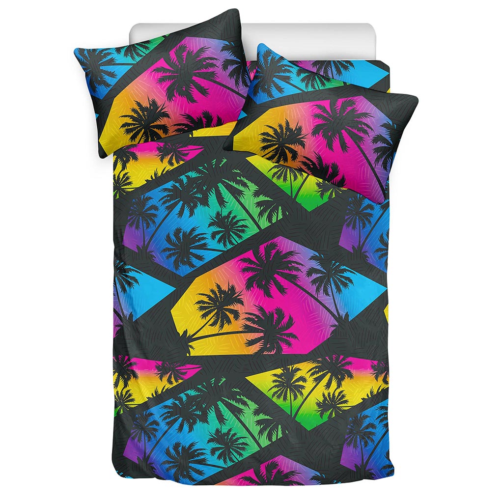 EDM Beach Palm Tree Pattern Print Duvet Cover Bedding Set