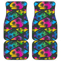 EDM Beach Palm Tree Pattern Print Front and Back Car Floor Mats