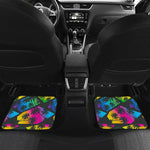 EDM Beach Palm Tree Pattern Print Front and Back Car Floor Mats