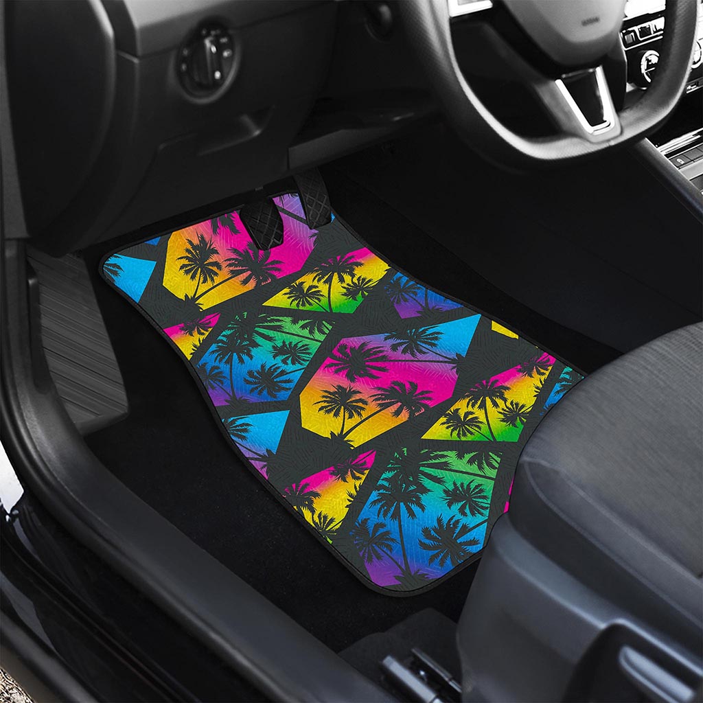 EDM Beach Palm Tree Pattern Print Front and Back Car Floor Mats