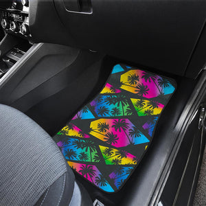 EDM Beach Palm Tree Pattern Print Front and Back Car Floor Mats