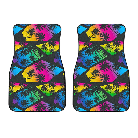EDM Beach Palm Tree Pattern Print Front Car Floor Mats