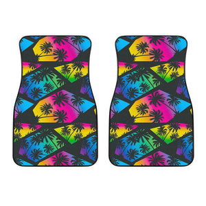 EDM Beach Palm Tree Pattern Print Front Car Floor Mats