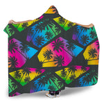 EDM Beach Palm Tree Pattern Print Hooded Blanket