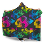 EDM Beach Palm Tree Pattern Print Hooded Blanket