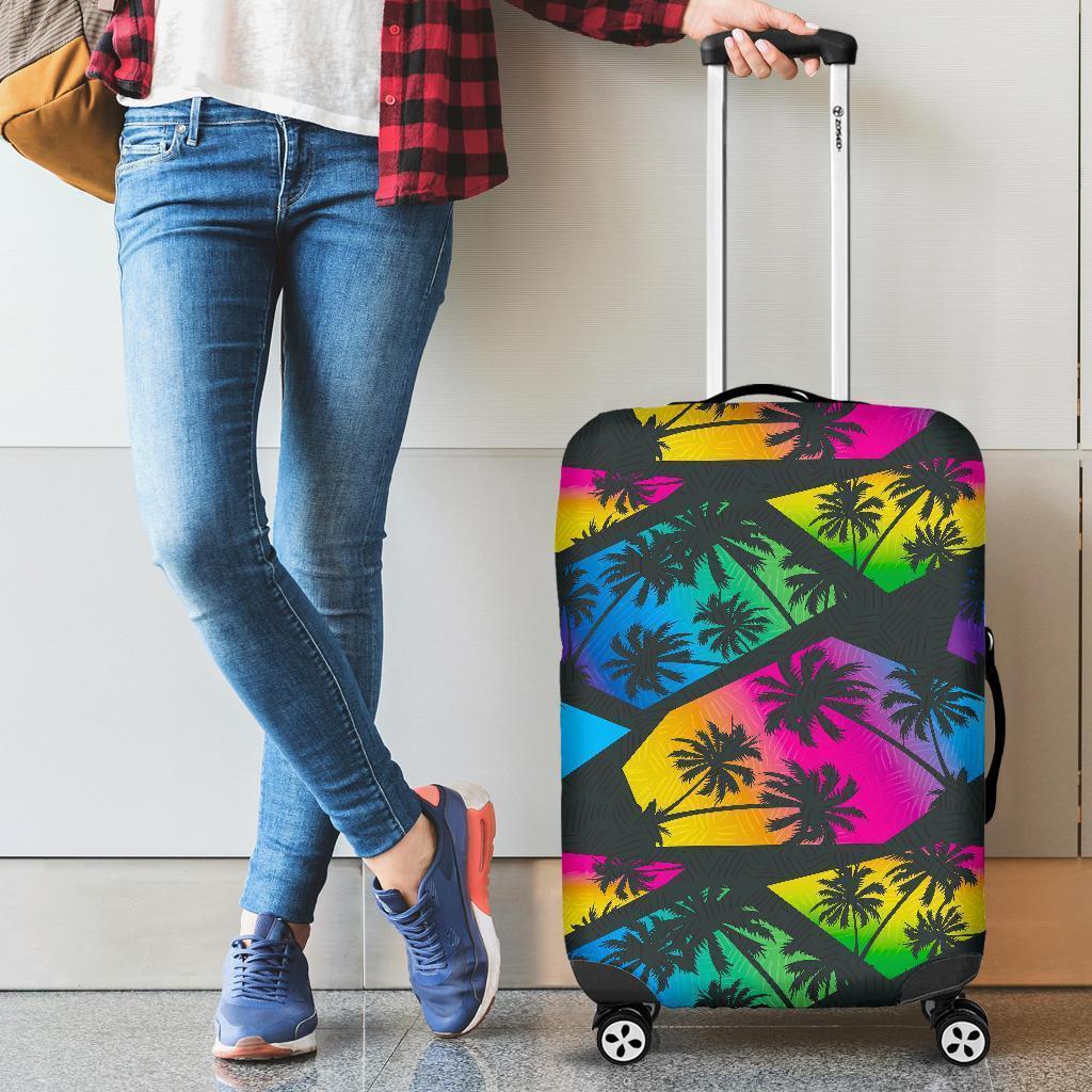 EDM Beach Palm Tree Pattern Print Luggage Cover GearFrost