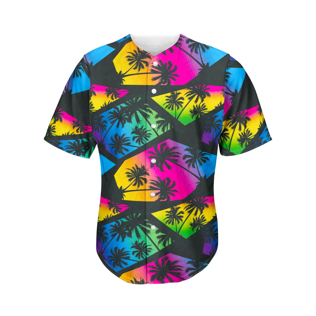 EDM Beach Palm Tree Pattern Print Men's Baseball Jersey