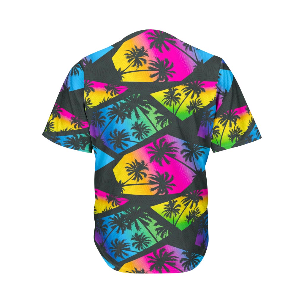 EDM Beach Palm Tree Pattern Print Men's Baseball Jersey