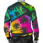 EDM Beach Palm Tree Pattern Print Men's Crewneck Sweatshirt GearFrost