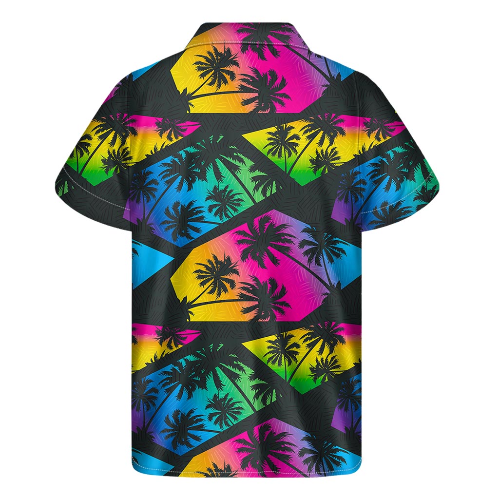 EDM Beach Palm Tree Pattern Print Men's Short Sleeve Shirt