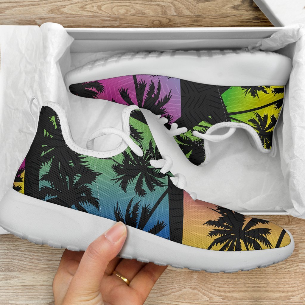 EDM Beach Palm Tree Pattern Print Mesh Knit Shoes GearFrost