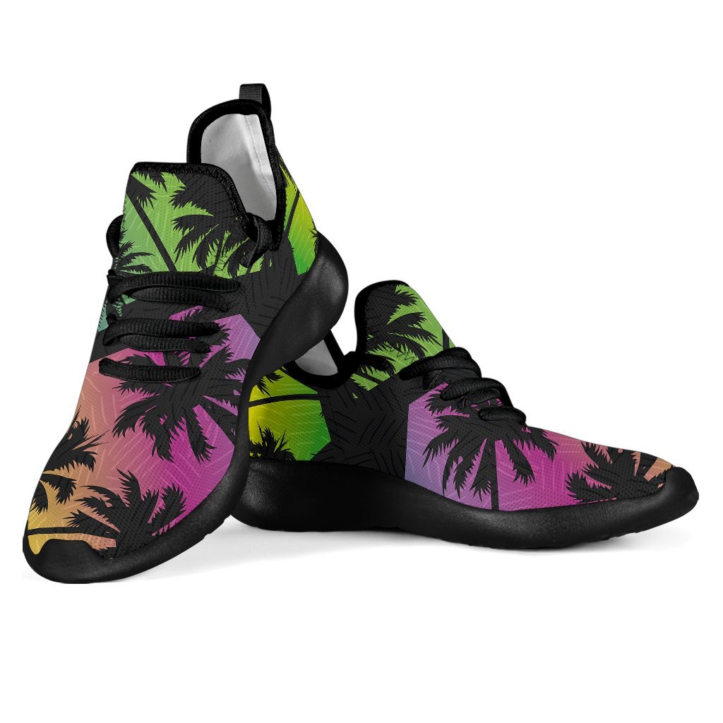 EDM Beach Palm Tree Pattern Print Mesh Knit Shoes GearFrost