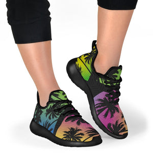 EDM Beach Palm Tree Pattern Print Mesh Knit Shoes GearFrost