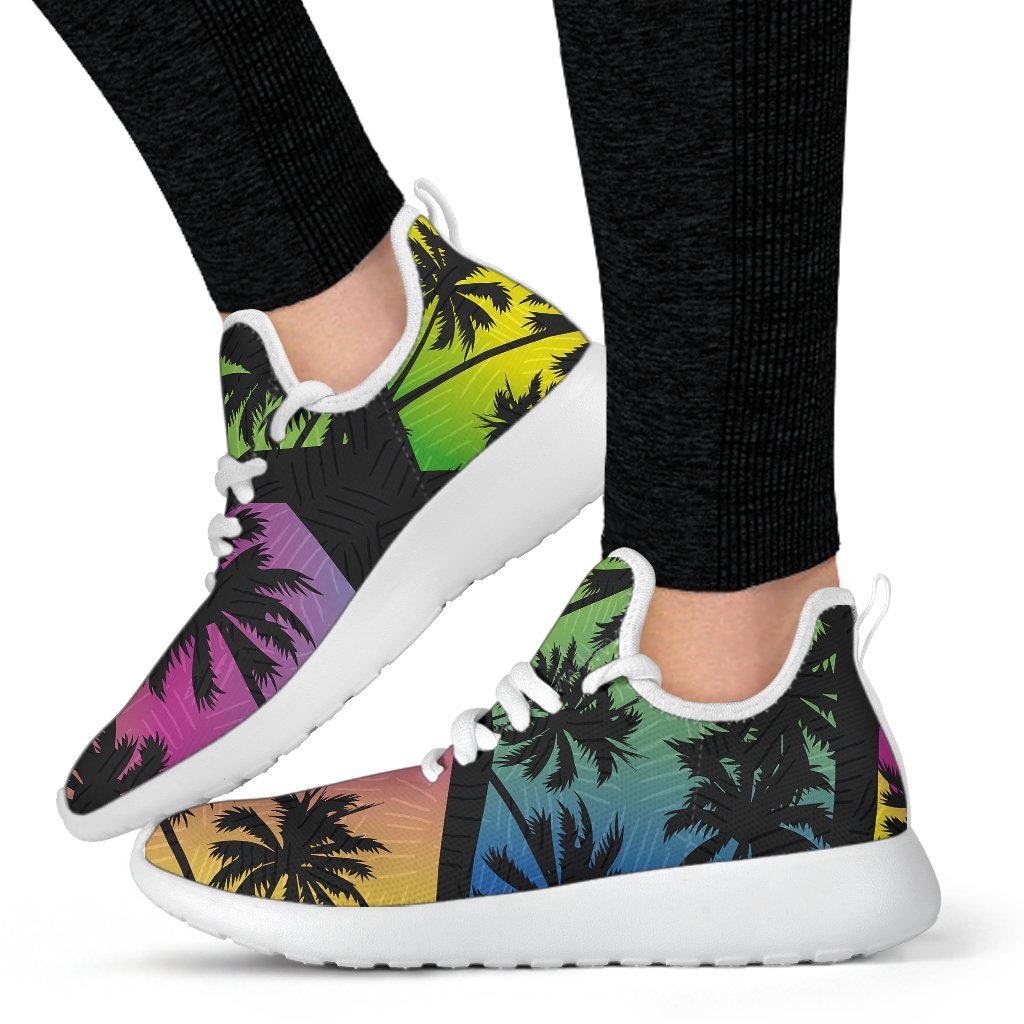 EDM Beach Palm Tree Pattern Print Mesh Knit Shoes GearFrost