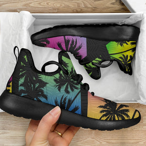 EDM Beach Palm Tree Pattern Print Mesh Knit Shoes GearFrost