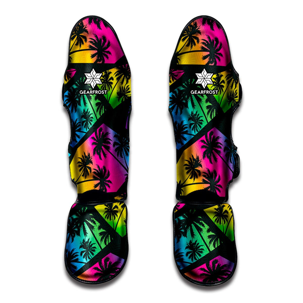 EDM Beach Palm Tree Pattern Print Muay Thai Shin Guard