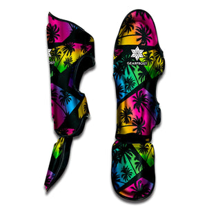 EDM Beach Palm Tree Pattern Print Muay Thai Shin Guard