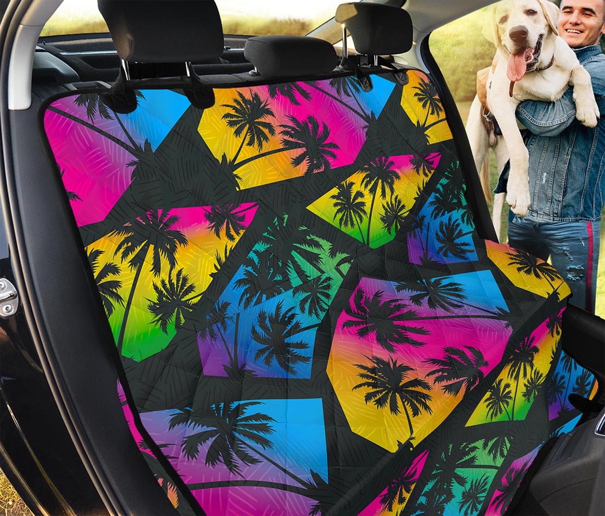 EDM Beach Palm Tree Pattern Print Pet Car Back Seat Cover