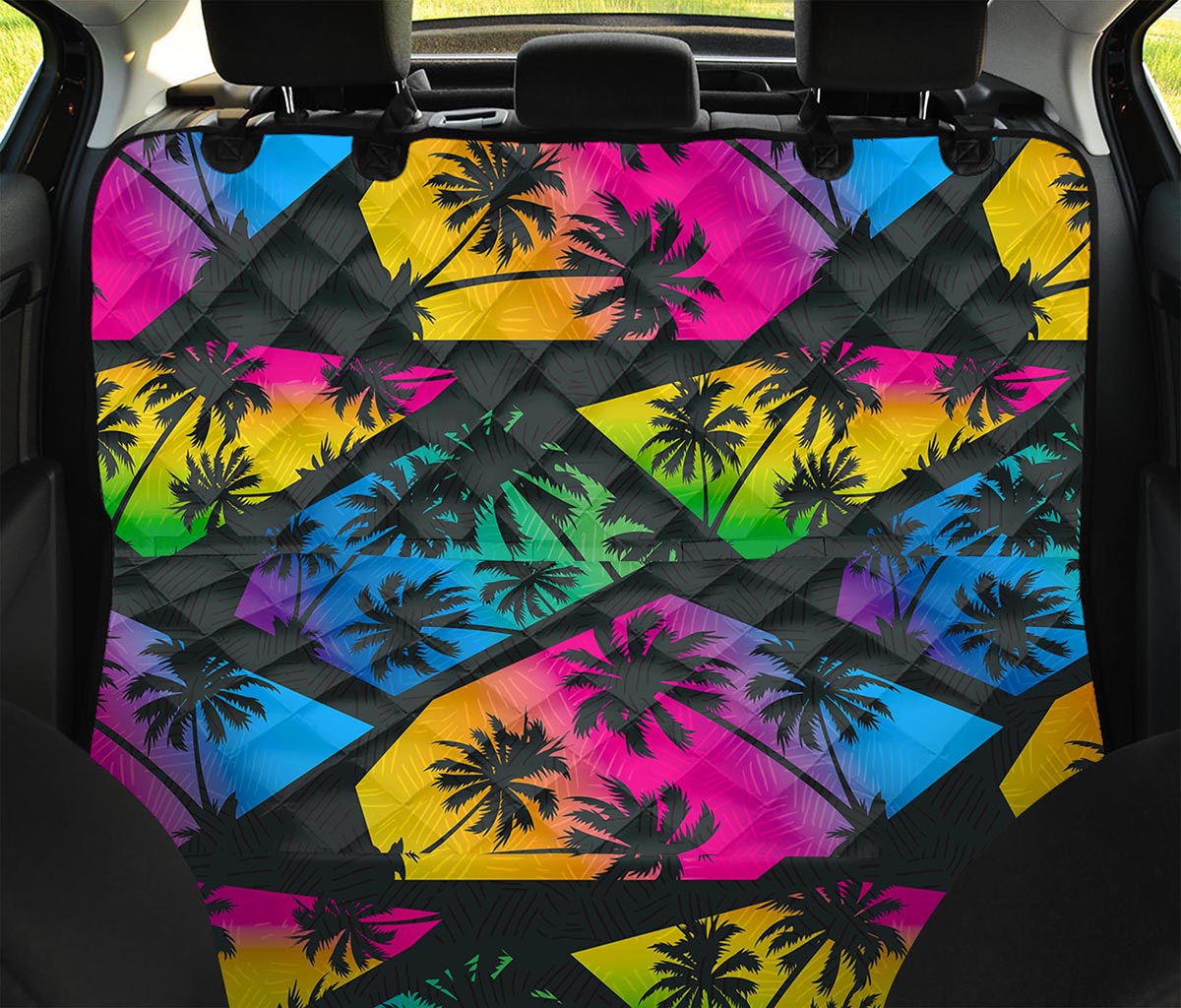 EDM Beach Palm Tree Pattern Print Pet Car Back Seat Cover