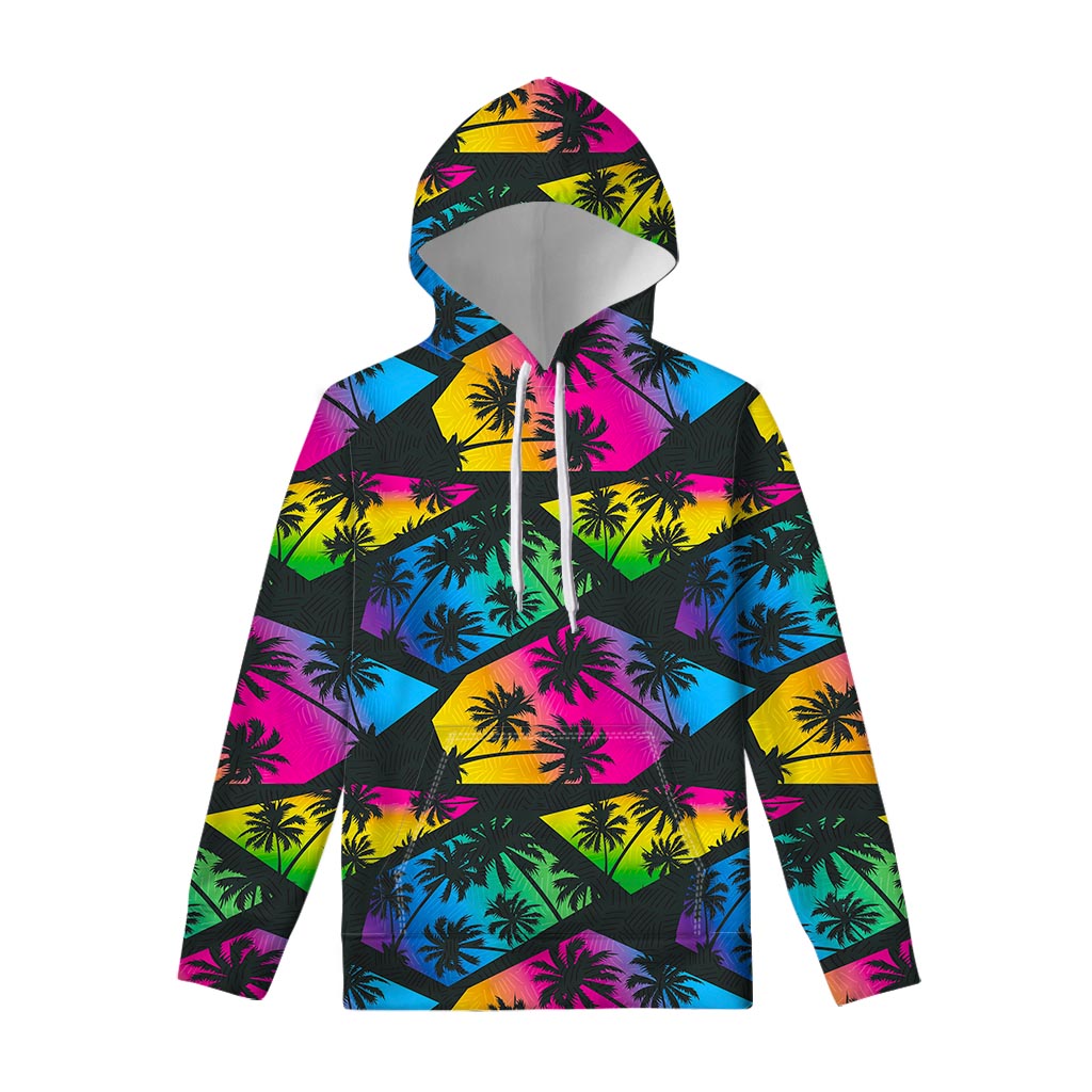 EDM Beach Palm Tree Pattern Print Pullover Hoodie