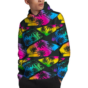 EDM Beach Palm Tree Pattern Print Pullover Hoodie