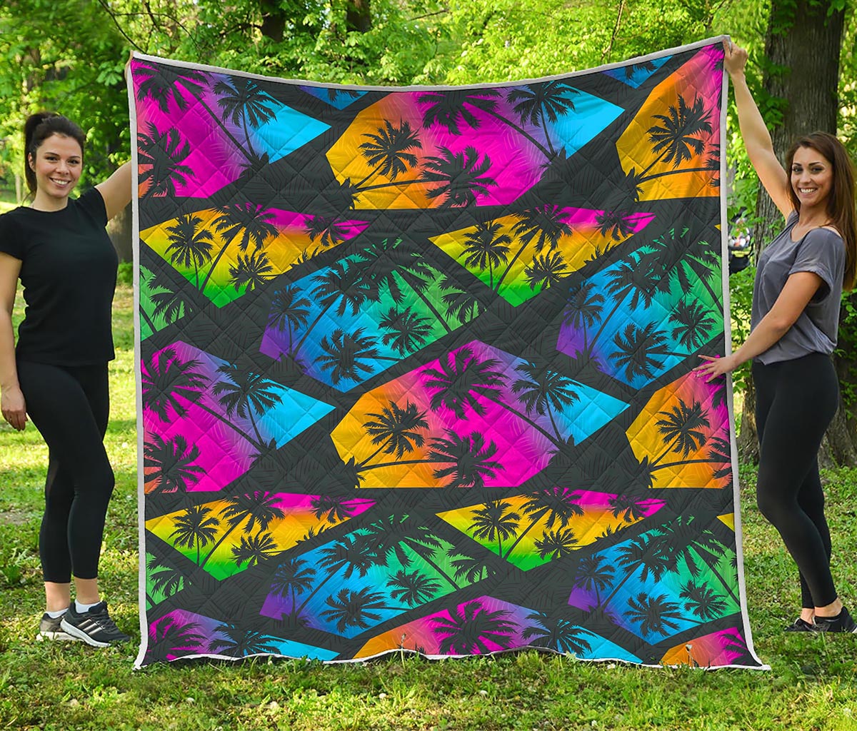 EDM Beach Palm Tree Pattern Print Quilt